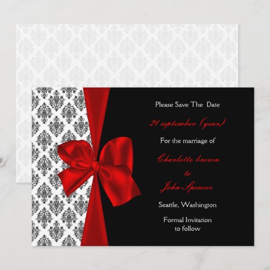 rote Hochzeit speichern Sie das Datum Ankündigung (Vorne/Hinten)