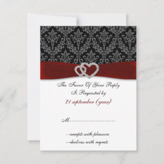 rote Hochzeit von Damassom RSVP Karte