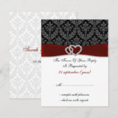 rote Hochzeit von Damassom RSVP Karte (Vorne/Hinten)