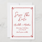 Rote Hochzeit von Hand speichern Datum Save The Date (Vorderseite)