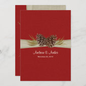 Rote Hochzeit von Pinien Einladung (Vorne/Hinten)