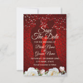 Rote Hochzeit Weiße Blumen Modern Save The Date (Vorderseite)