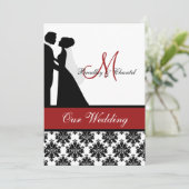 Rote Hochzeits-Paar-Hochzeits-Einladung Einladung (Stehend Vorderseite)