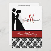 Rote Hochzeits-Paar-Hochzeits-Einladung Einladung (Vorne/Hinten)