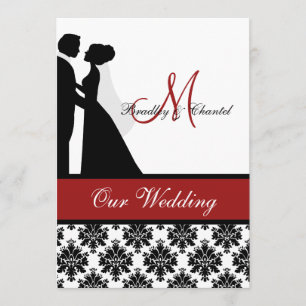 Rote Hochzeits-Paar-Hochzeits-Einladung Einladung