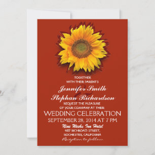Rote Hochzeitseinladungen mit Sonnenblumen Einladung