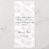 Rote Hochzeitskarte Menükarte (Rückseite)