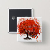 Rote Hochzeitsknospe Baum Button (Vorne & Hinten)