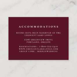 Rote Hochzeitsunterkünfte mit fester Farbe Begleitkarte