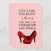 Rote hohe Heels-Stilett-Mode BirthdayInvitation Einladung (Vorne/Hinten)