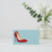 ROTE HÖHLENSCHUHE SCHUHE GESCHÄFTSKARTEN VISITENKARTE (Stehend Vorderseite)