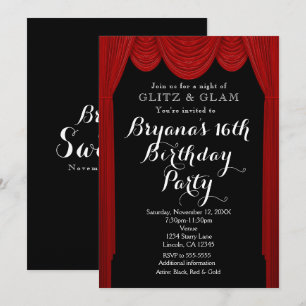 Rote HOLLYWOOD Vorhänge Elegante Party-Einladungen Einladung
