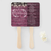 Rote Holz-Blumen-Lichterketten Hochzeitsprogramm Fächer (Vorne und Hinten)