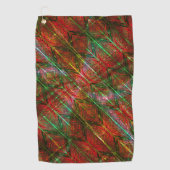 Rote Holzbretter, blaue grüne Linien und Zickzack? Golfhandtuch (Vorderseite)