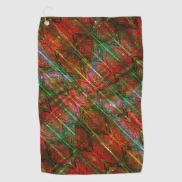 Rote Holzbretter, blaue grüne Linien und Zickzack? Golfhandtuch