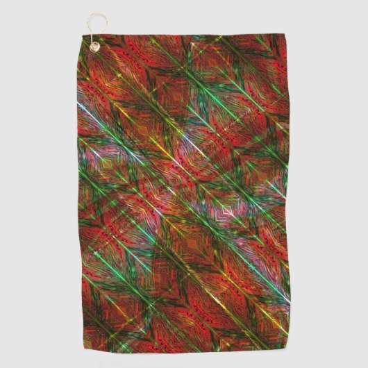 Rote Holzbretter, blaue grüne Linien und Zickzack? Golfhandtuch (Vorderseite)