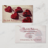 Rote Holzherzen auf einem String zusammengeklebt Visitenkarte (Vorne/Hinten)