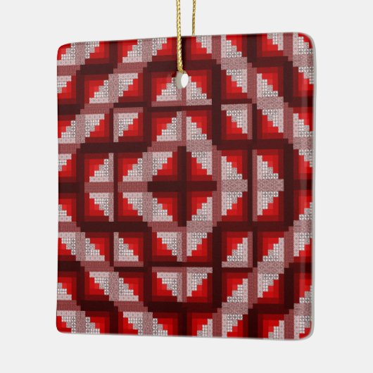 Rote Holzhütte Quilt Ornament (Links)