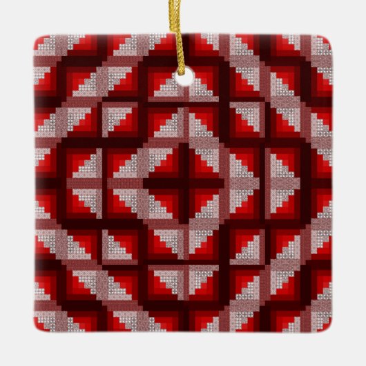 Rote Holzhütte Quilt Ornament (Vorderseite)