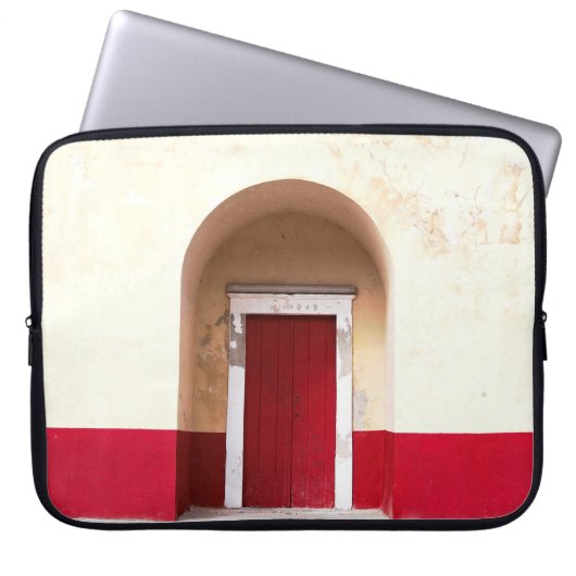 ROTE HOLZTÜR LAPTOPSCHUTZHÜLLE (Vorderseite)