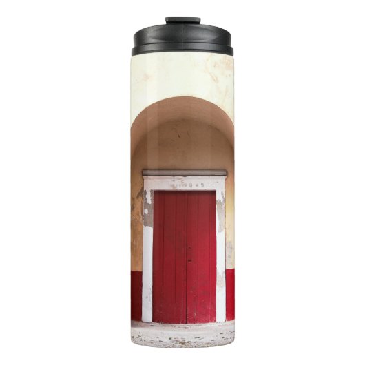ROTE HOLZTÜR THERMOSBECHER (Vorderseite)