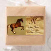 ROTE HORSE MONOGRAM, BraunPergament (Insitu)