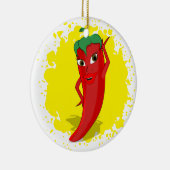 Rote Hot Pepper Diva Farbspritzer Keramik Ornament (Rechts)