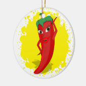 Rote Hot Pepper Diva Farbspritzer Keramik Ornament (Links)