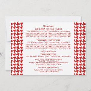 Rote Houndstooth Informationskarte Einladung