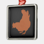 Rote Huhn-Henne Silbernes Ornament (Links)