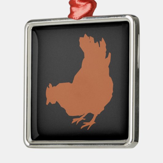Rote Huhn-Henne Silbernes Ornament (Links)