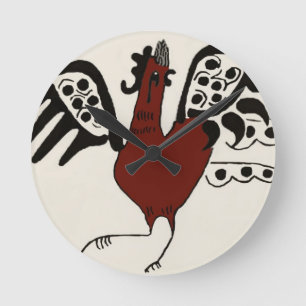 Rote Huhn-Uhr Runde Wanduhr