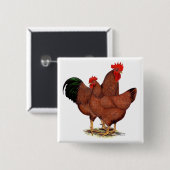 Rote Hühner Button (Vorne & Hinten)