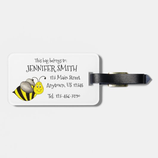 Rote Hummelbiene Honigbiene Gepäckanhänger (Rückseite horizontal)