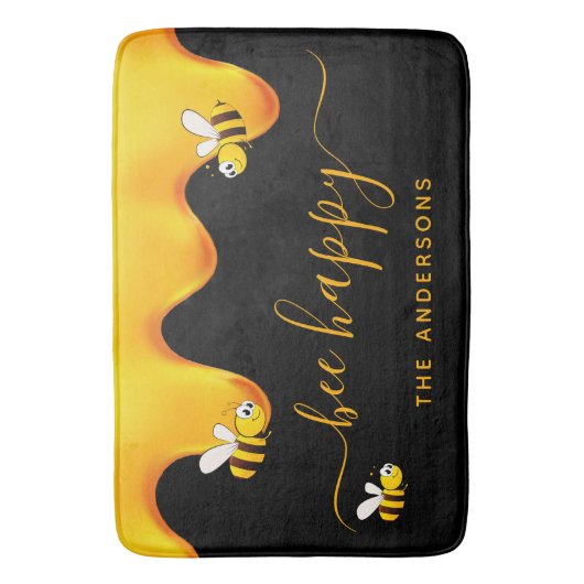 Rote Hummeln-Hummeln-Honig-Monogramm Badematte (Vorderseite Vertikal)