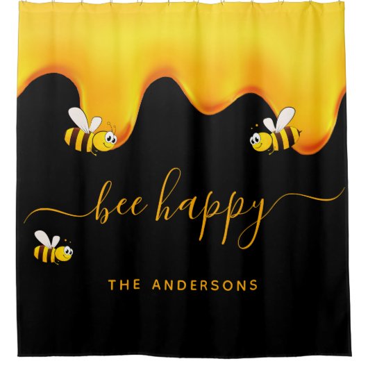 Rote Hummeln-Hummeln-Honig-Monogramm Duschvorhang (Vorderseite)