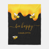 Rote Hummeln-Hummeln-Honig-Monogramm Fleecedecke (Vorderseite)