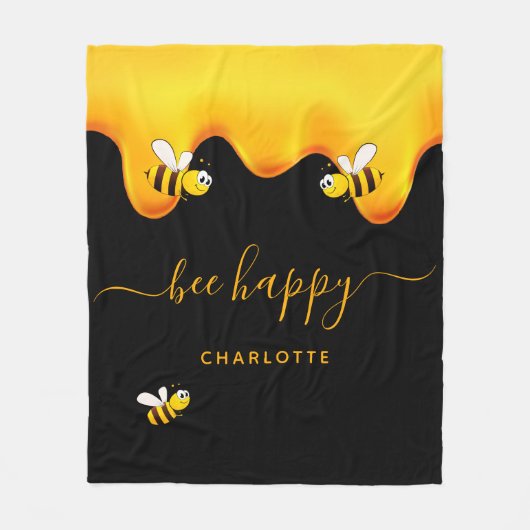 Rote Hummeln-Hummeln-Honig-Monogramm Fleecedecke (Vorderseite)