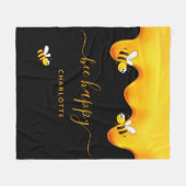 Rote Hummeln-Hummeln-Honig-Monogramm Fleecedecke (Vorderseite (Horizontal))