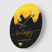 Rote Hummeln-Hummeln-Honig-Monogramm Große Wanduhr (Winkel)