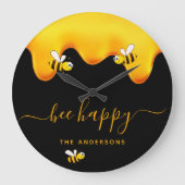 Rote Hummeln-Hummeln-Honig-Monogramm Große Wanduhr (Vorderseite)