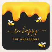 Rote Hummeln-Hummeln-Honig-Monogramm Rechteckiger Pappuntersetzer (Vorderseite)