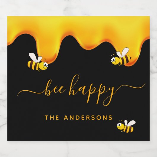 Rote Hummeln-Hummeln-Honig-Monogramm Schaumweinetikett (Einzelnes Label)