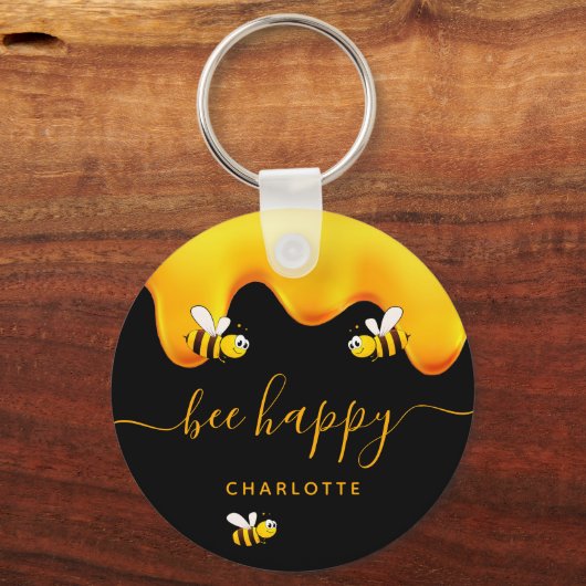 Rote Hummeln-Hummeln-Honig-Monogramm Schlüsselanhänger (Vorderseite)