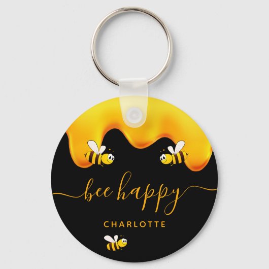 Rote Hummeln-Hummeln-Honig-Monogramm Schlüsselanhänger (Rückseite)