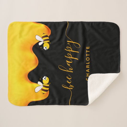 Rote Hummeln-Hummeln-Honig-Monogramm Sherpadecke (Vorderseite (Horizontal))
