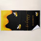 Rote Hummeln-Hummeln-Honig-Monogramm Strandtuch (Vorderseite)