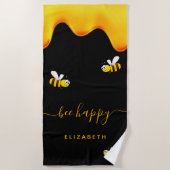 Rote Hummeln-Hummeln-Honig-Monogramm Strandtuch (Vorderseite)