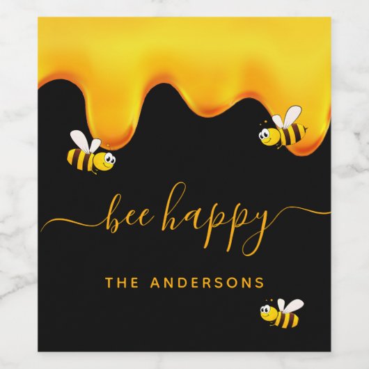 Rote Hummeln-Hummeln-Honig-Monogramm Weinetikett (Einzelnes Label)