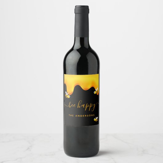 Rote Hummeln-Hummeln-Honig-Monogramm Weinetikett (Vorderseite)